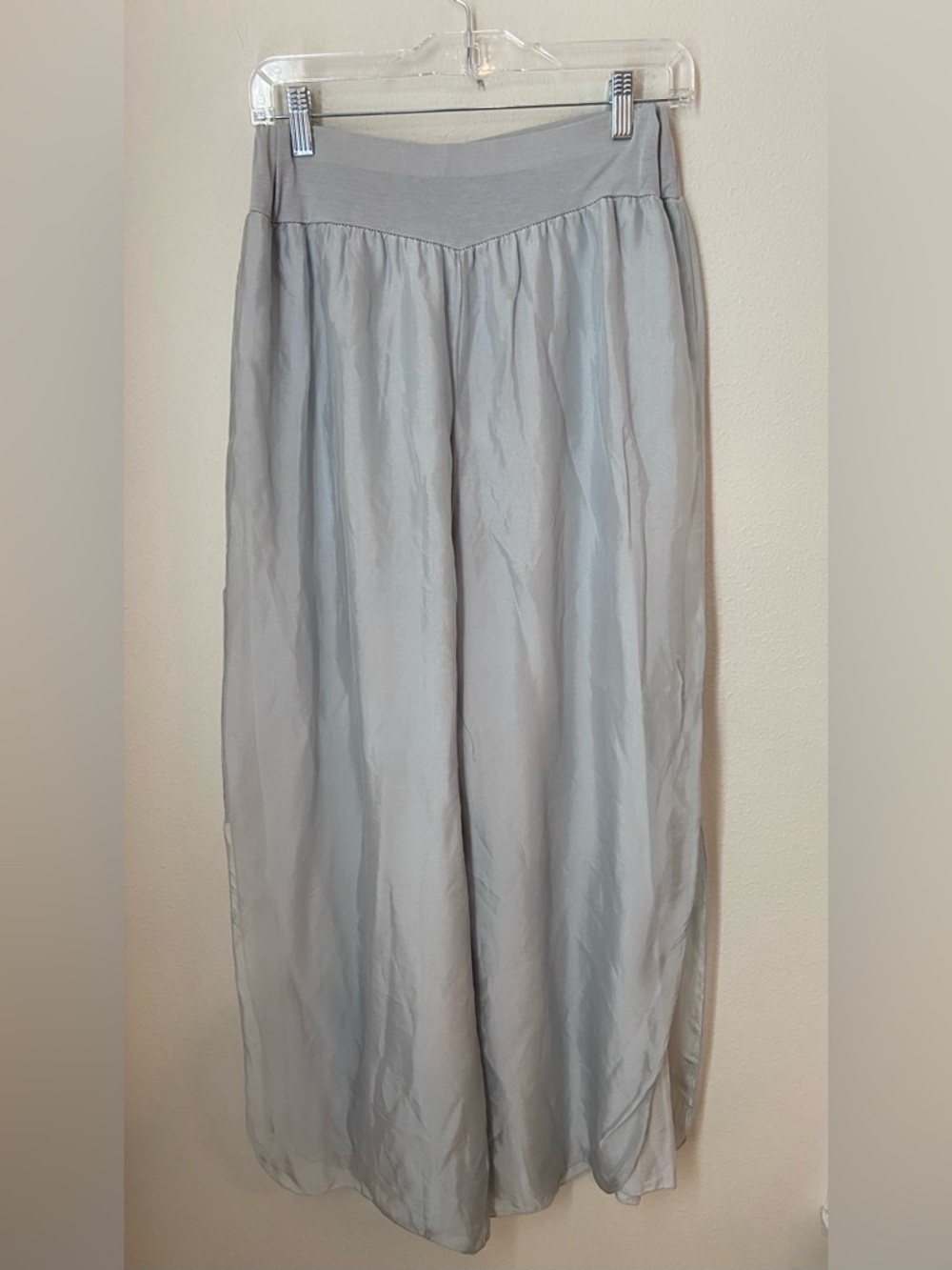 Tempo Paris Silver Balloon Wide Leg Pants Made in Italy Size L NWT